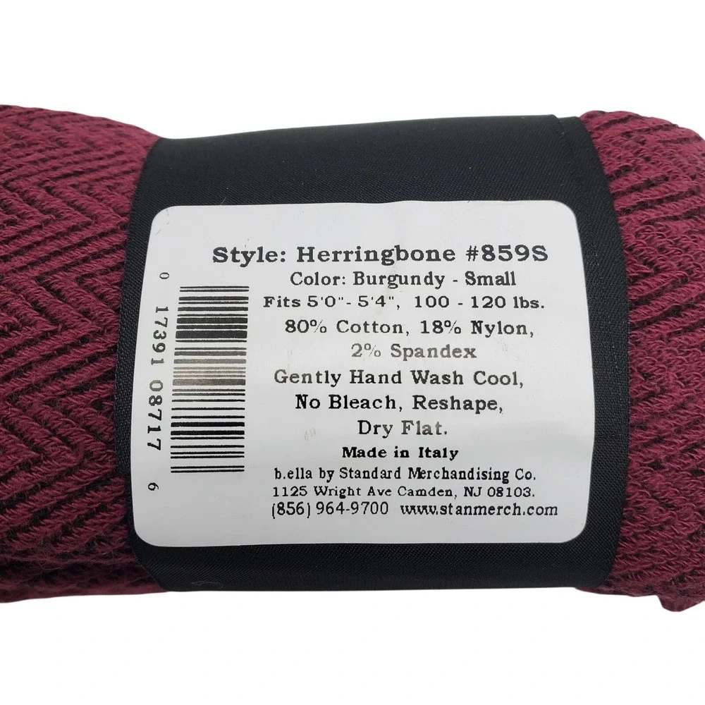 Burgundy Cotton Tights Small Herringbone Red Wine B.ella Opaque New Cozy Warm S